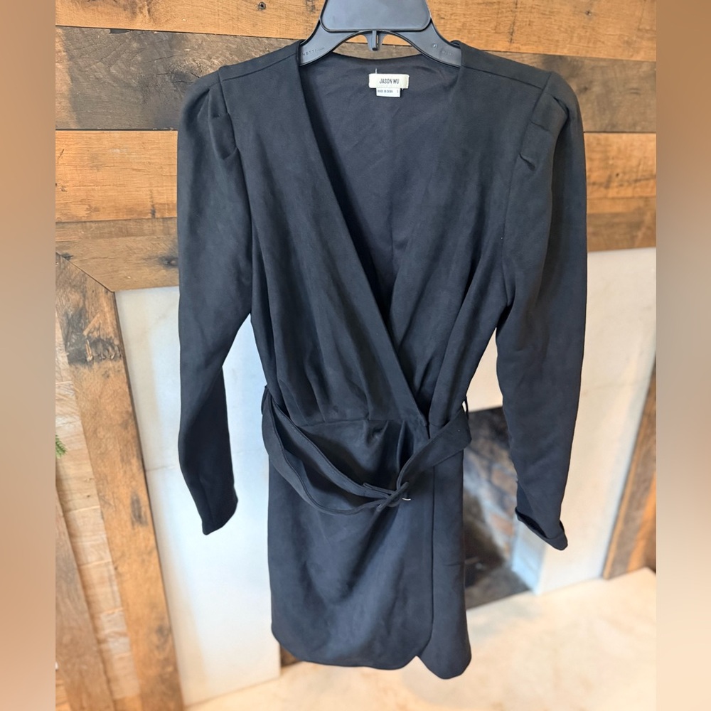 Jason Wu suede Black Wrap Dress